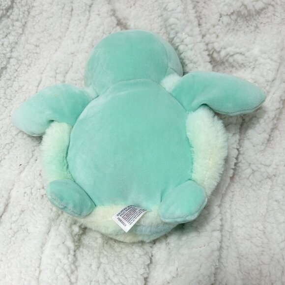 Aurora Turtle Plush  Soft Mint Green Sea Turtle Stuffed Animal  Cuddly Ocean Toy - Picture 3 of 7